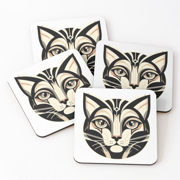 Item preview, Geometric Art Deco Cat: Modernist Feline Portrait designed and sold by bsilvia.
