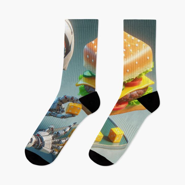 Item preview, Rubik's Cube Shaped Hamburger and Cyborg - Cute Cyberpunk designed and sold by joejiing.