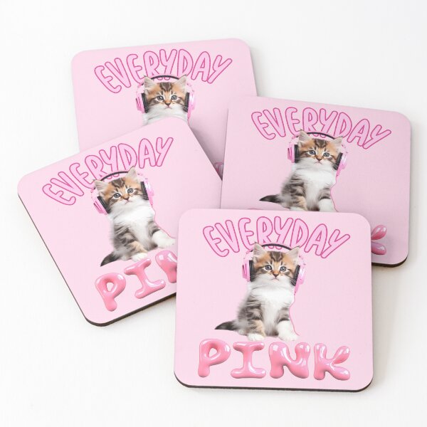 Item preview, kitten wearing pink headphones EVERYDAY PINK, presented in high resolution at 300 dpi designed and sold by SOPIZiLA.