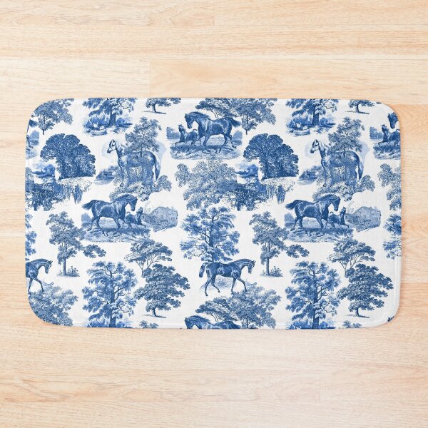 Item preview, Elegant Vintage Chic Blue Toile Horses Pattern designed and sold by tanjica.