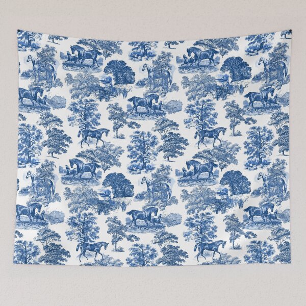 Item preview, Elegant Vintage Chic Blue Toile Horses Pattern designed and sold by tanjica.