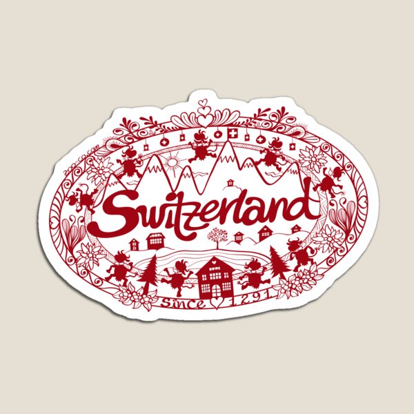 Switzerland since 1291 in scissors cut art humorous version Magnet