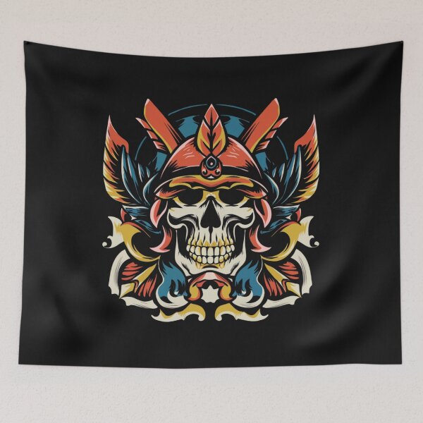 Item preview, American Traditional Samurai Skeleton Tattoo designed and sold by Goku Creations.