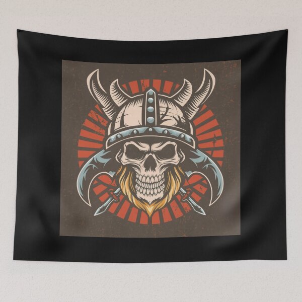 Item preview, American Traditional Viking Skeleton Tattoo designed and sold by Goku Creations.