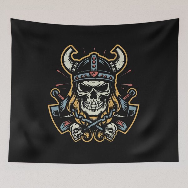 Item preview, American Traditional Viking Skeleton Tattoo designed and sold by Goku Creations.