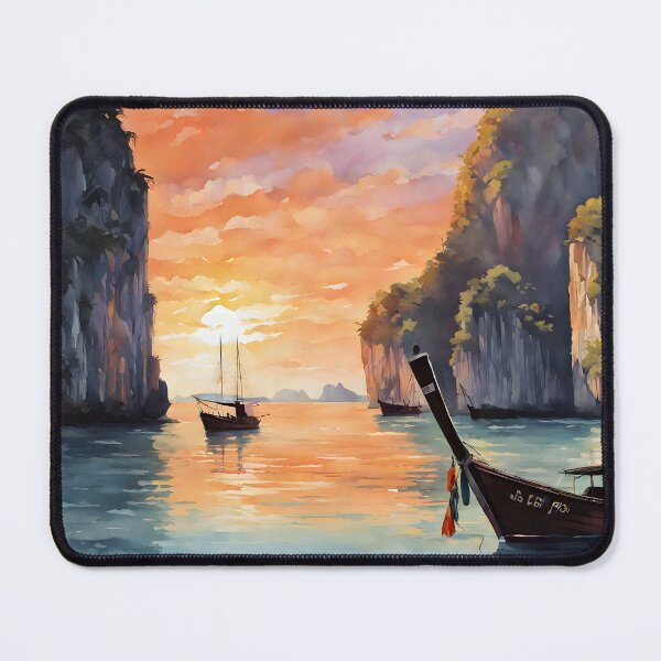 Item preview, Koh Phi Phi Leh Sunset: An Artistic Watercolor Infusion Capturing the Enchanting Beauty of the Orange-Hued Horizon designed and sold by LSVart.