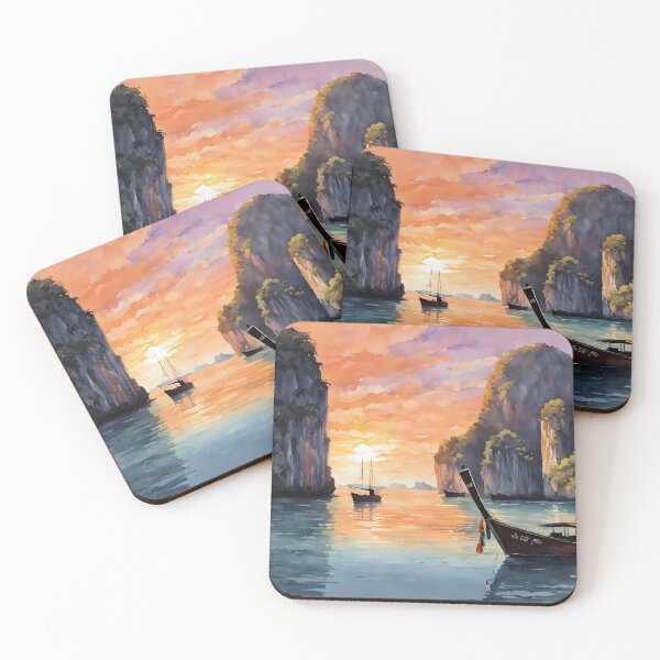 Item preview, Koh Phi Phi Leh Sunset: An Artistic Watercolor Infusion Capturing the Enchanting Beauty of the Orange-Hued Horizon designed and sold by LSVart.
