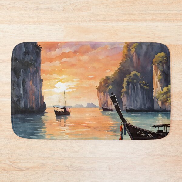 Item preview, Koh Phi Phi Leh Sunset: An Artistic Watercolor Infusion Capturing the Enchanting Beauty of the Orange-Hued Horizon designed and sold by LSVart.