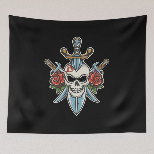 Item preview, American Traditional Skull and Dagger Tattoo designed and sold by Goku Creations.