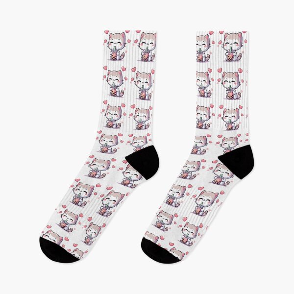 Item preview, Aesthetic Cat Drinking Boba designed and sold by teedory.