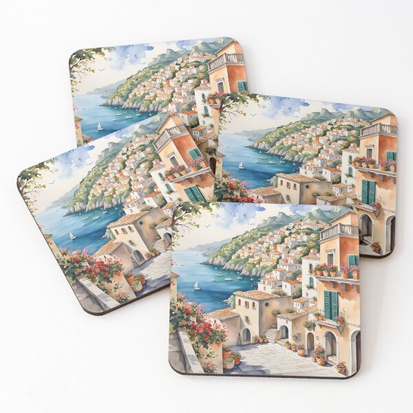 Item preview, Amalfi Coast: Coastal Village in Watercolor Splendor designed and sold by LSVart.