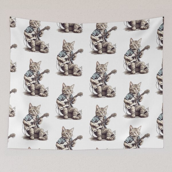Item preview, Cat playing guitar No.3 designed and sold by Ryslissa.