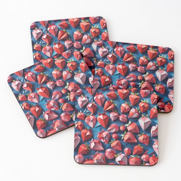 Item preview, Origami Strawberries Pattern Red Blue designed and sold by ShaViArt.