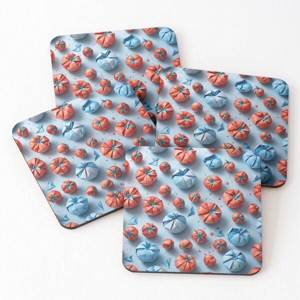 Item preview, Origami Tomatoes Pattern Red Blue designed and sold by ShaViArt.