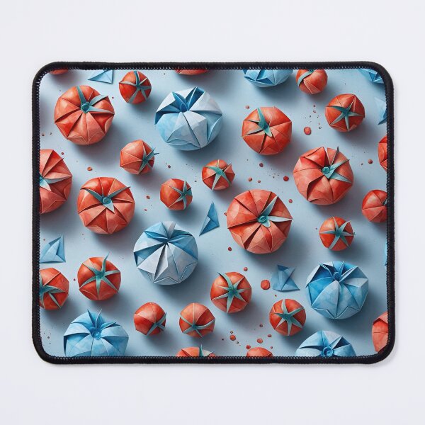 Item preview, Origami Tomatoes Pattern Red Blue designed and sold by ShaViArt.