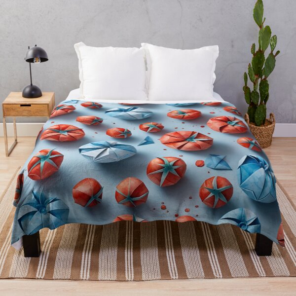 Item preview, Origami Tomatoes Pattern Red Blue designed and sold by ShaViArt.
