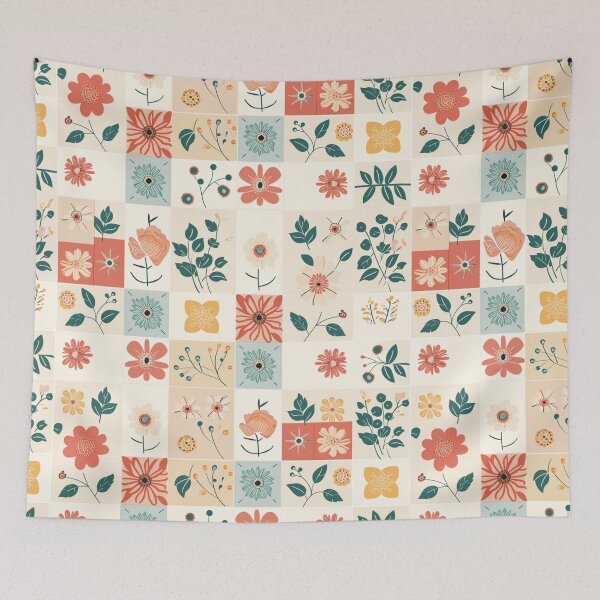 Item preview, flowers with squares designed and sold by porbenjaporn.