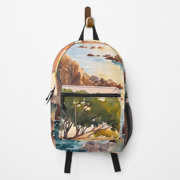 Item preview, Serene Sunset at Cala Goloritz, Sardinia: A Watercolor Masterpiece Capturing Nature's Beauty designed and sold by LSVart.