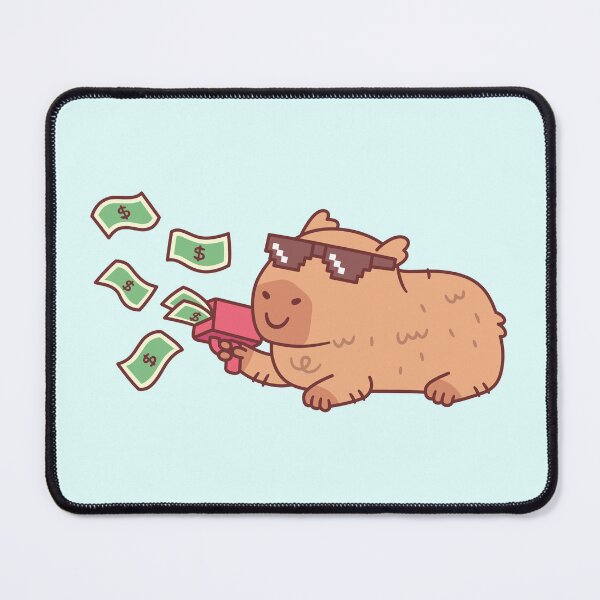 Item preview, Chilling Capybara With Meme Sunglasses And Money Gun designed and sold by rustydoodle.