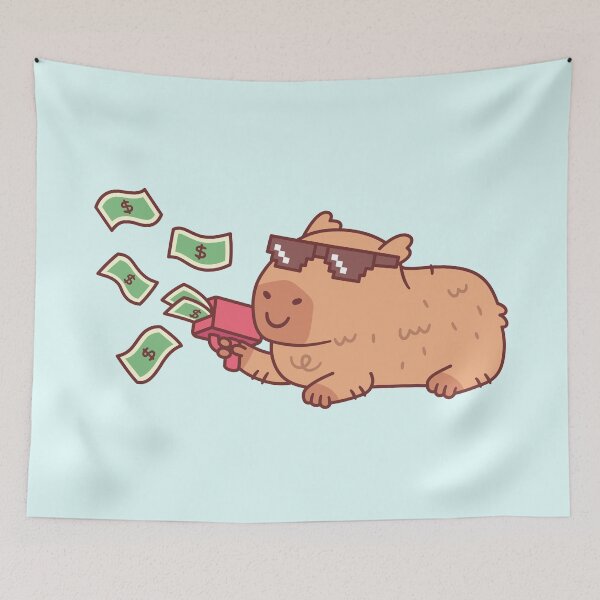 Item preview, Chilling Capybara With Meme Sunglasses And Money Gun designed and sold by rustydoodle.