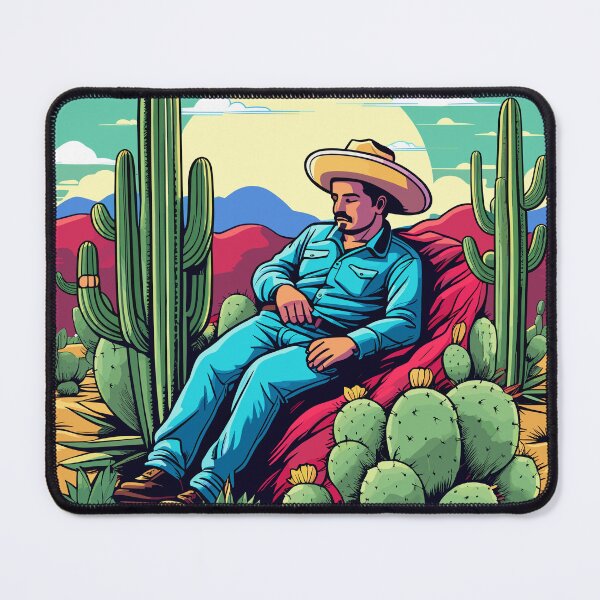 Item preview, Mexican sleeping against a cactus gallery wall art modern abstract matte vertical wall art decor abstract gallery art designed and sold by Charlygood.