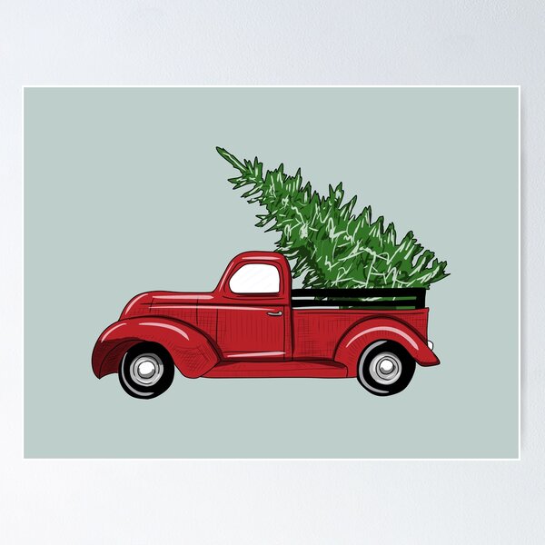Item preview, Little Red Truck Hauling a Christmas Tree designed and sold by thebcarts.