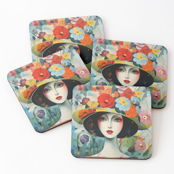 Item preview, Woman Wearing Floral Hat designed and sold by whitecat23.
