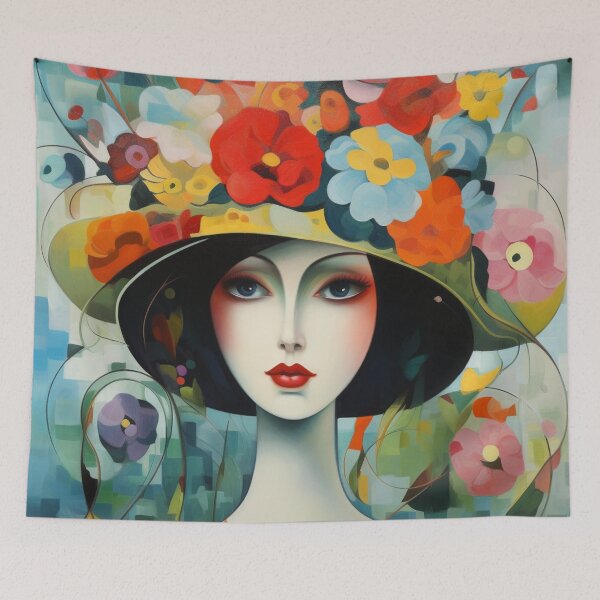 Item preview, Woman Wearing Floral Hat designed and sold by whitecat23.