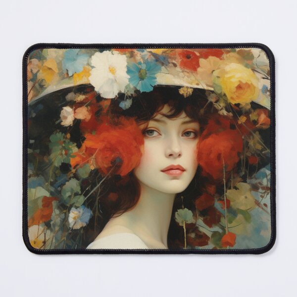 Item preview, Woman Wearing Floral Hat designed and sold by whitecat23.