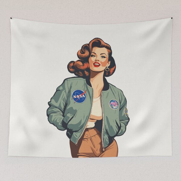 Item preview, NASA Bombshell Patch Bomber Pin Up Girl designed and sold by di-age7.