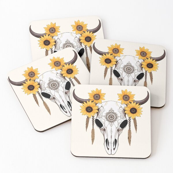 Item preview, Easily Distracted By Cows - Skull With Sunflowers designed and sold by Pati-Design.