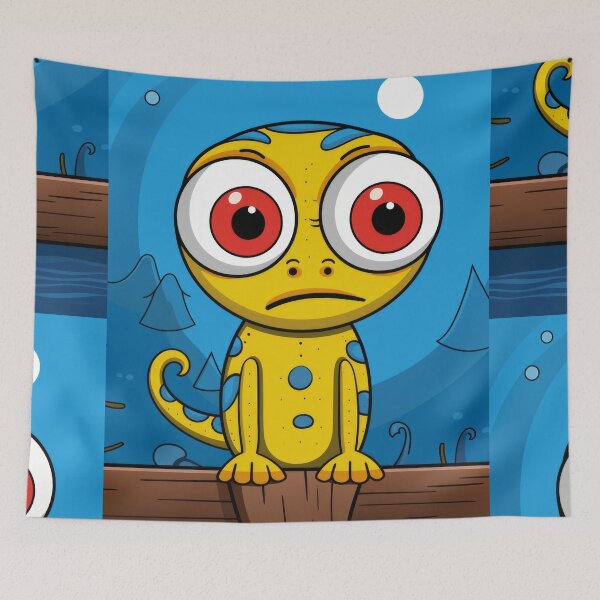 Item preview, Vibrant himsical Cartoonish Illustration of a Playful Lizard in a Comic-Style Settingand W designed and sold by Piotrek0001.