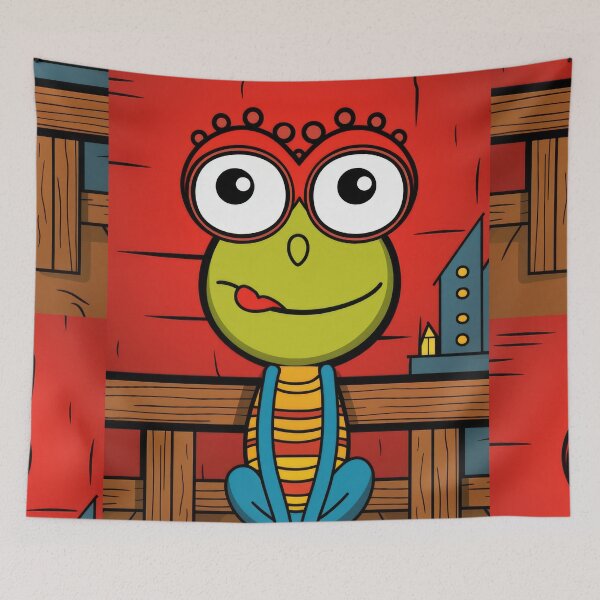 Item preview, Vibrant himsical Cartoonish Illustration of a Playful Lizard in a Comic-Style Settingand W designed and sold by Piotrek0001.