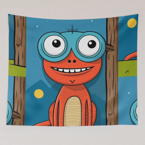 Item preview, Vibrant himsical Cartoonish Illustration of a Playful Lizard in a Comic-Style Settingand W designed and sold by Piotrek0001.