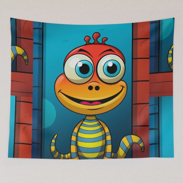 Item preview, Vibrant himsical Cartoonish Illustration of a Playful Lizard in a Comic-Style Settingand W designed and sold by Piotrek0001.