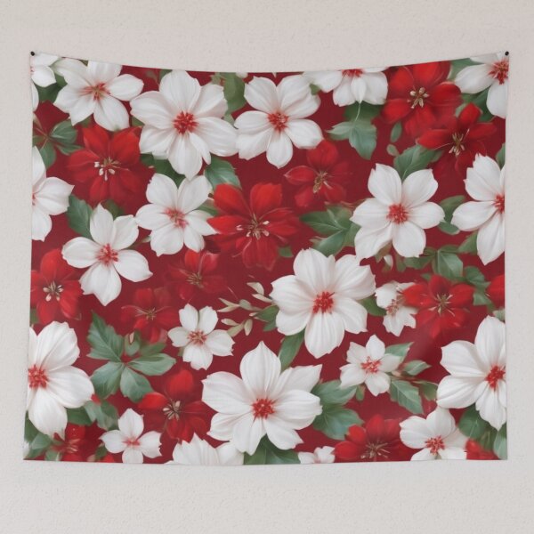 Item preview, "Blooms in Harmony: A Symphony of Red and White Floral Elegance" designed and sold by FashionAlchemy.