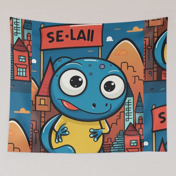 Item preview, Vibrant himsical Cartoonish Illustration of a Playful Lizard in a Comic-Style Settingand W designed and sold by Piotrek0001.