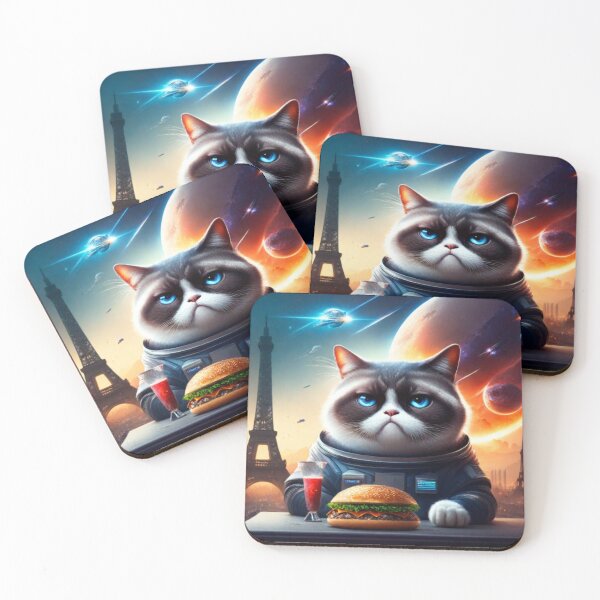 Item preview, Astronaut Cat Eating Hamburger designed and sold by vuslatmedia.