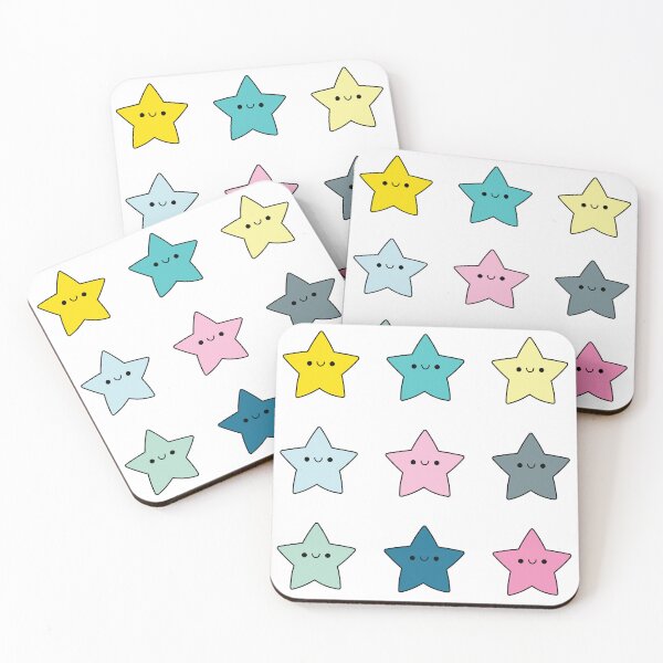 Item preview, 9 Pack of Star Stickers Pastel Pink Blue Green Black designed and sold by SOMI SOMI.