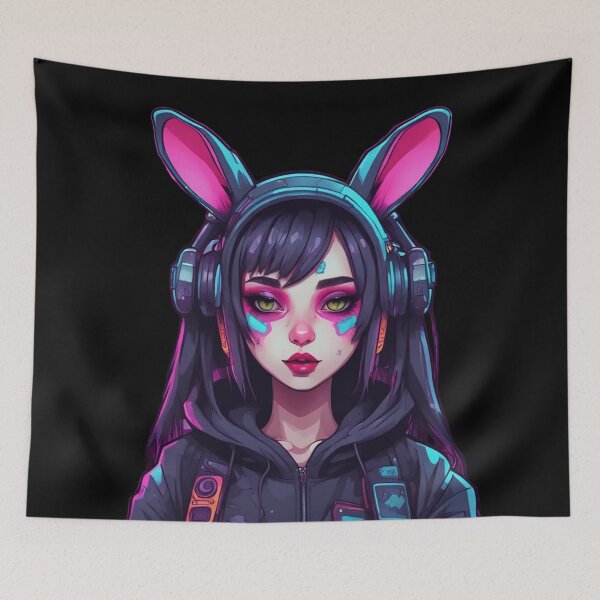 Item preview, Cyberpunk Rabbit Girl, Bunny Ears  designed and sold by Burn-Ego.