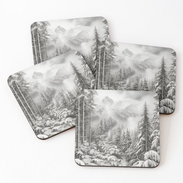 Item preview, Winter Michigan Mountains | Monochrome Mountain Canvas designed and sold by FairX.
