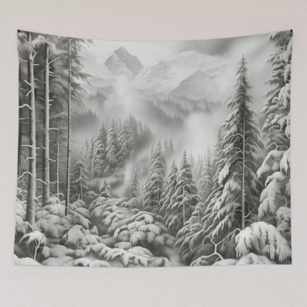 Item preview, Winter Michigan Mountains | Monochrome Mountain Canvas designed and sold by FairX.