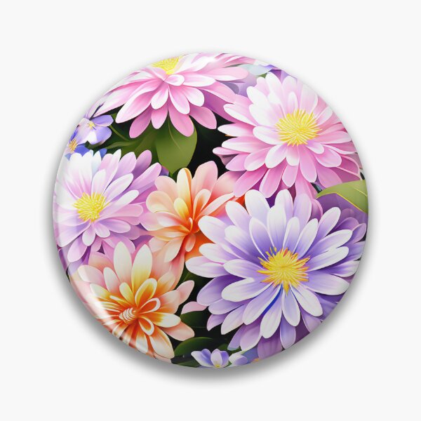 Item preview, Painting of Orange, Pink and Lilac Aster Flowers designed and sold by Petalandfur.