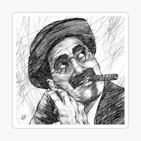GROUCHO MARX ink portrait .3 Sticker