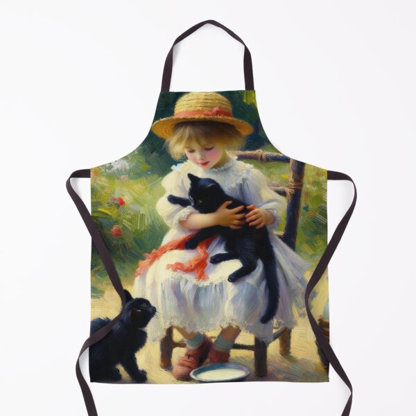 Item preview, Impressionist-Inspired Art Print of Girl with Black Cats designed and sold by BeaconMarketing.