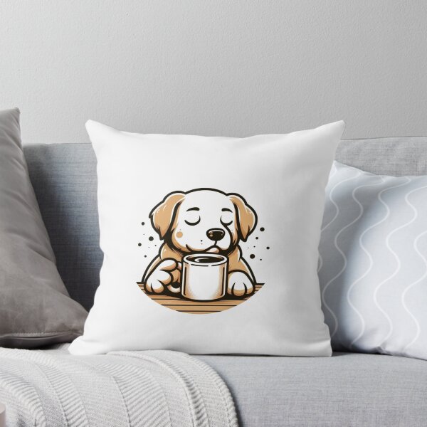 Item preview, "Morning Brew Buddy" - Cozy Dog Enjoying Coffee designed and sold by creativechaster.