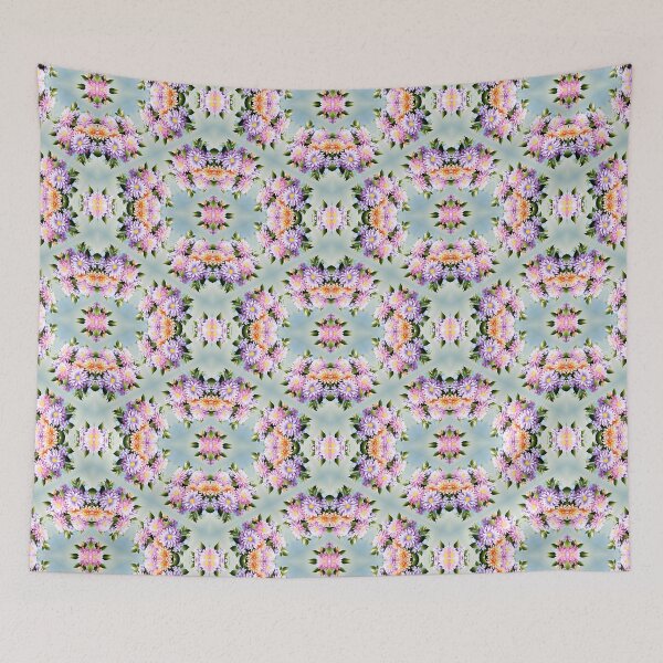 Item preview, Painting of Orange, Pink and Lilac Aster Flowers Seamless Pattern designed and sold by Petalandfur.