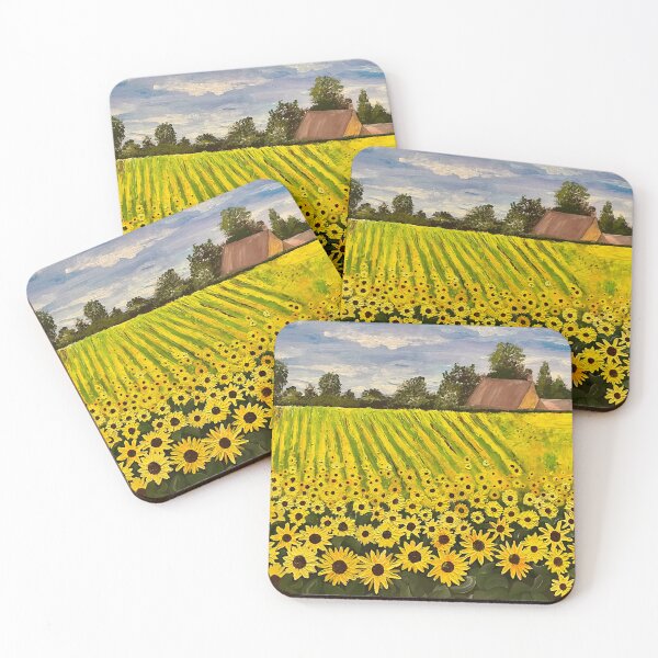 Item preview, Field of bright yellow sunflowers designed and sold by mazarte.