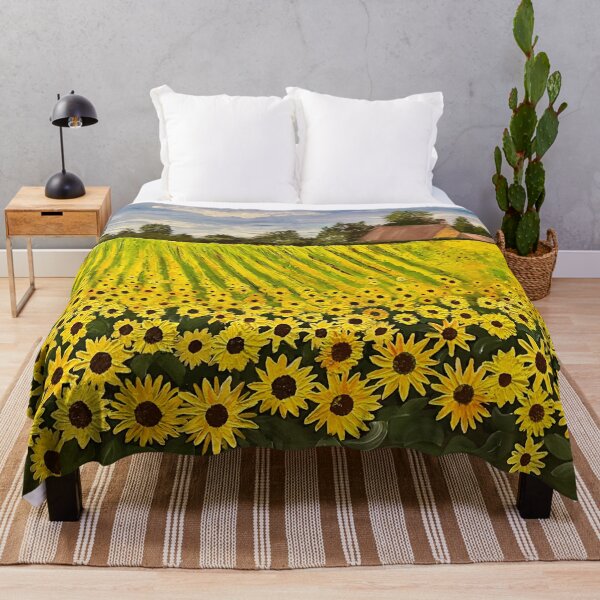 Item preview, Field of bright yellow sunflowers designed and sold by mazarte.
