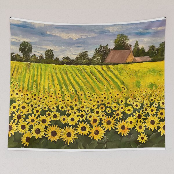 Item preview, Field of bright yellow sunflowers designed and sold by mazarte.